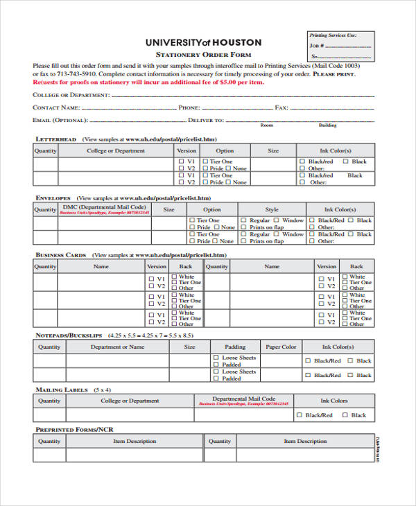 stationery order in pdf