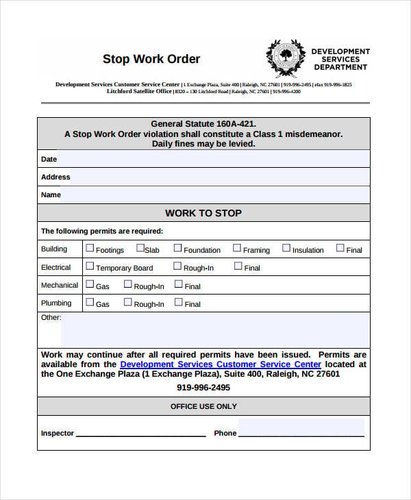 Service Work Order Form Template