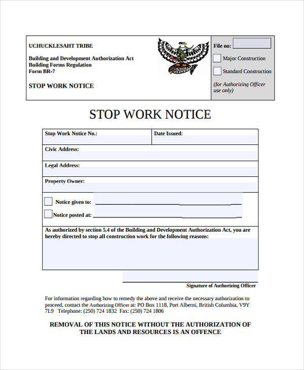 stop working letter