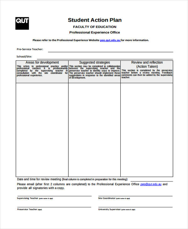 action plan template for special education students