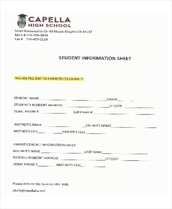 student information