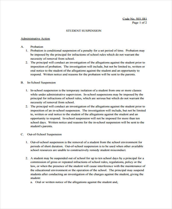7  Notice of Suspension Templates Free Sample Example Format Download