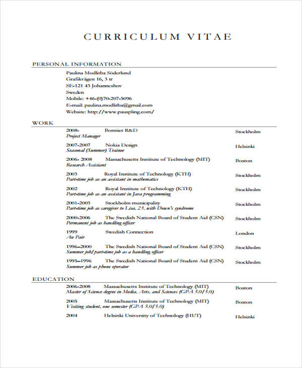 Sample High School Student Resume For Summer Job