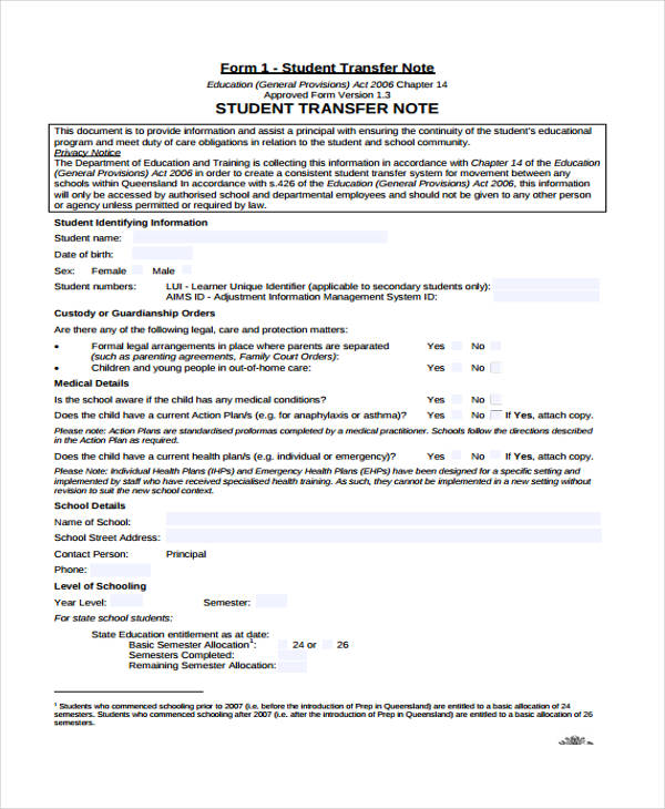 8+ Transfer Note Templates Free Samples, Examples Format Download