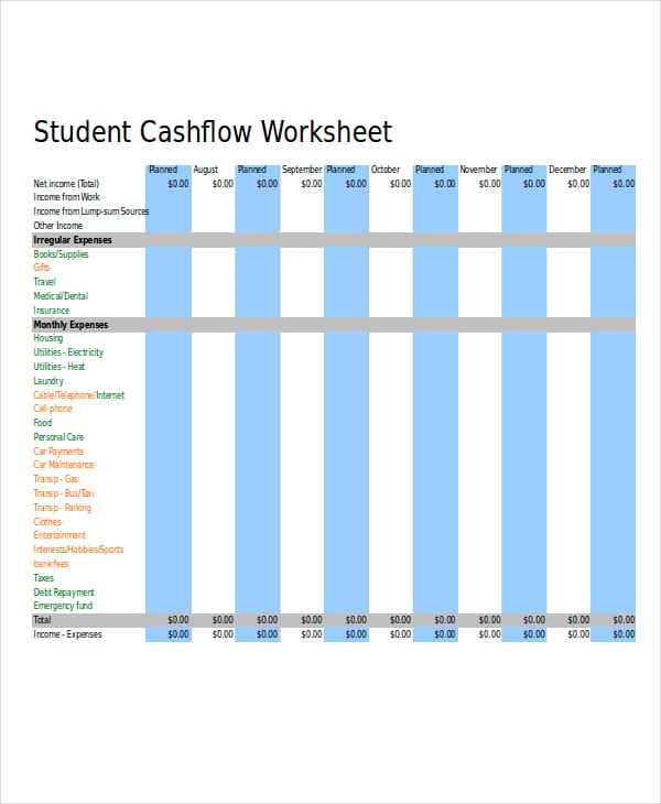 student work sheet