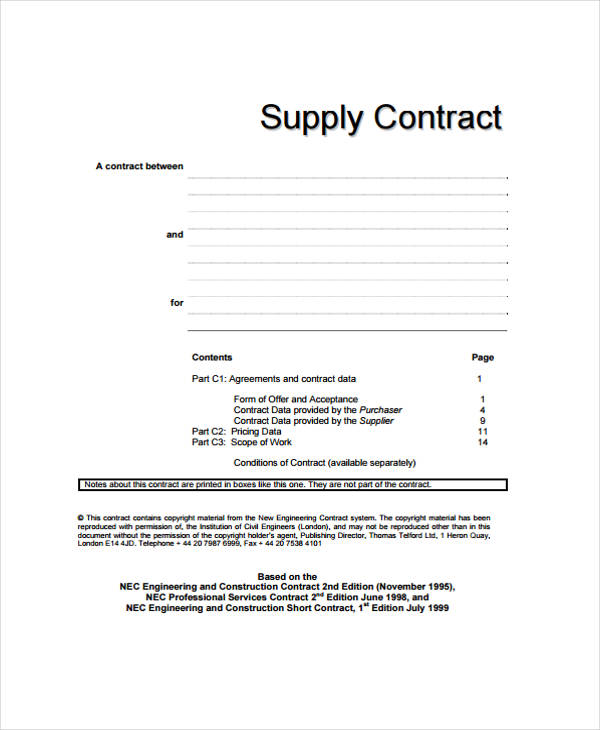 10+ Supply Contract Templates Free Word, PDF, Apple Pages, Google