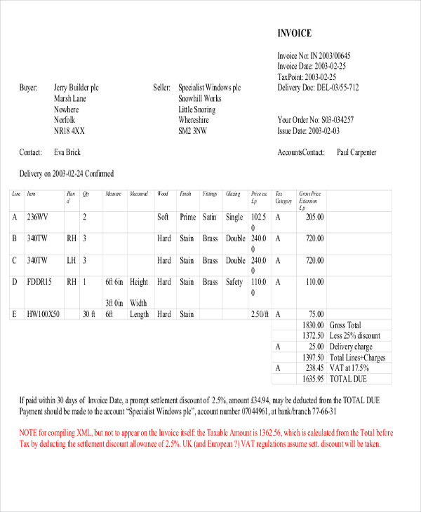 10 Carpenter Invoice Templates Free Sample Example