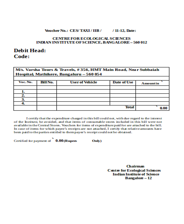 taxi bill receipt