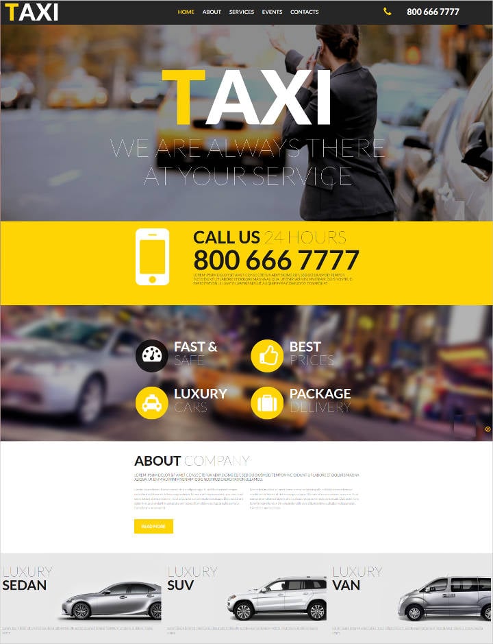 taxi service company website design