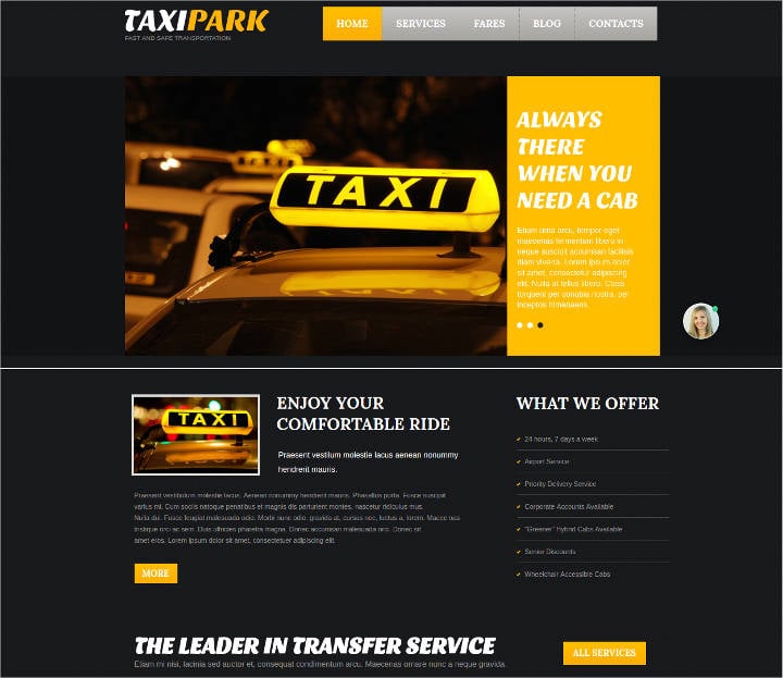 taxi service website template