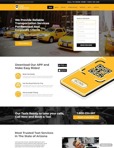 taxi services wordpress theme website template