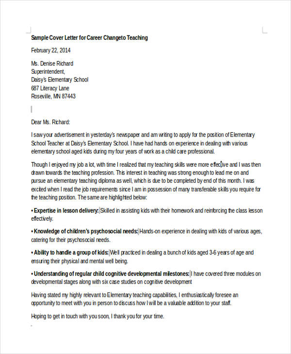 6 Career Change Cover Letter Free Sample Example Format Download Free Premium Templates