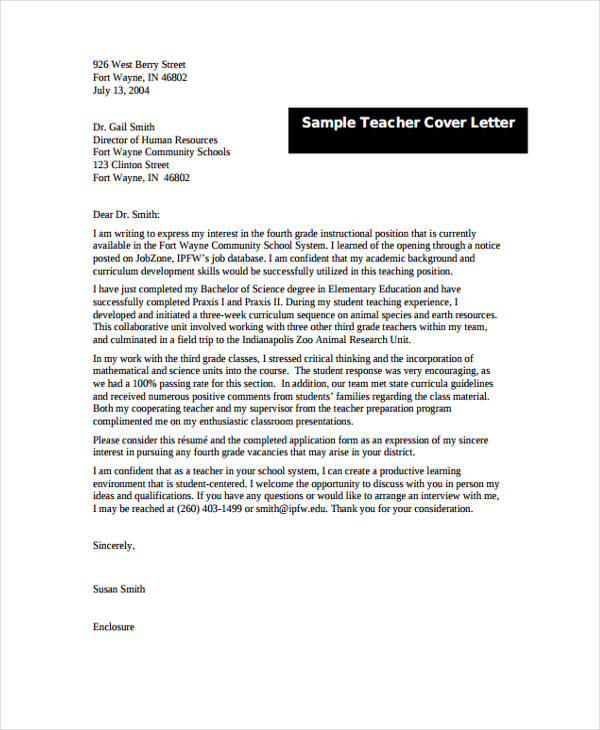 Job Cover Letter - 23+ Word, PDF Format Download