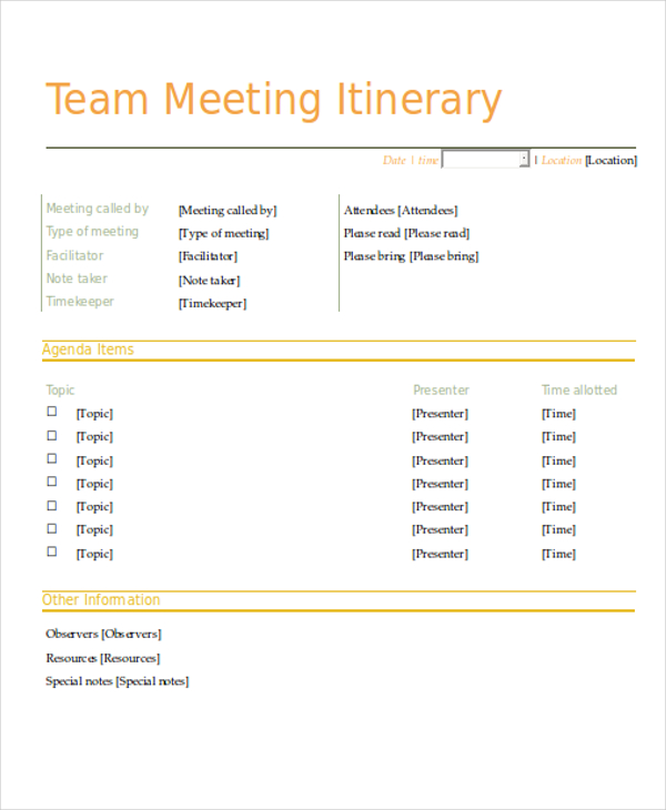 21+ Itinerary Templates in Word
