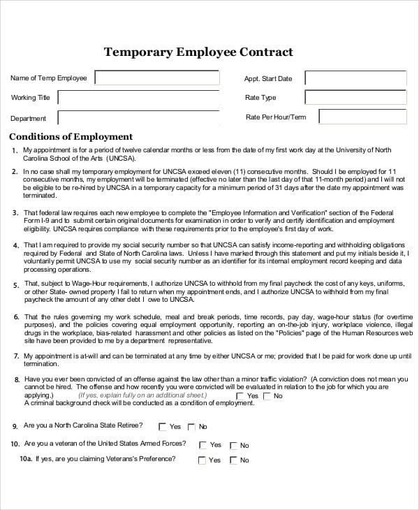 13 employee contract templates word google docs apple