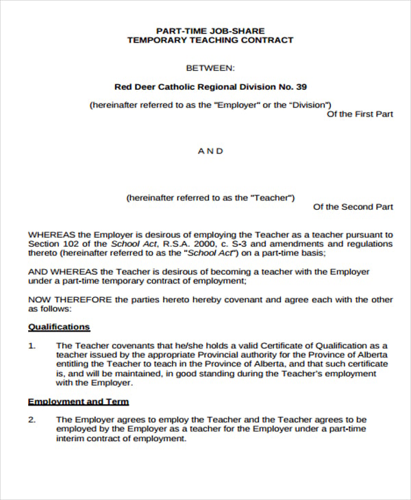 temporary employment contract template download printable free 18