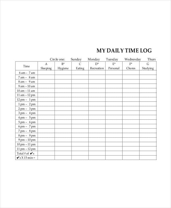 daily time tracking sheet