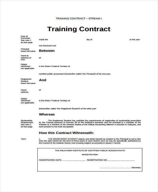 training contract in pdf
