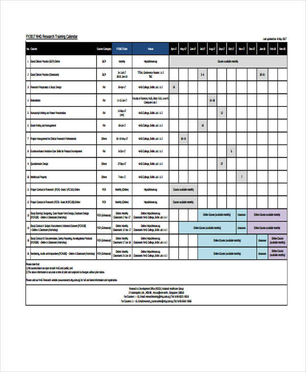 26+ Training Calendar Templates - Sample, Example Format Download