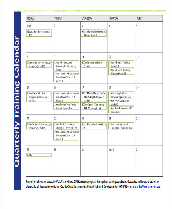 8+ Quarterly Calendar Templates Sample, Example