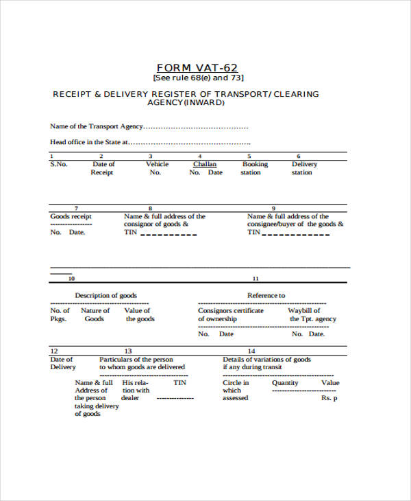 form word ms invoice Free 15  PDF Transport Receipt Format Word,  Templates