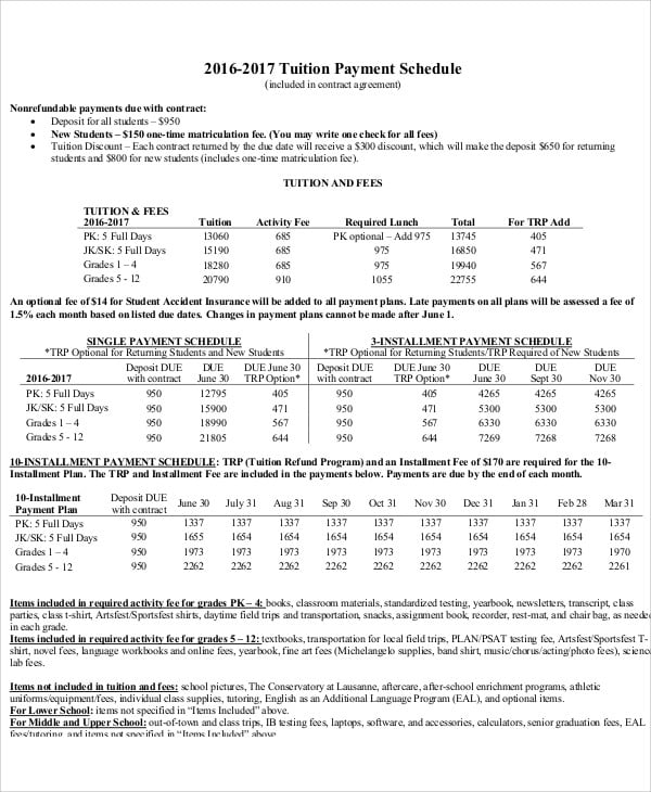 17 Contract Payment Schedule Templates Sample Example