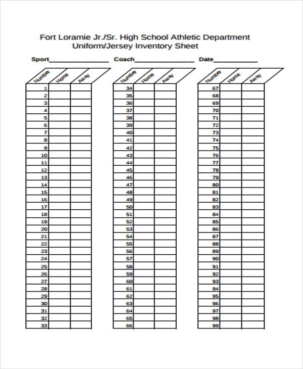 Uniform Inventory Template Fill Online Printable Fillable Blank Riset