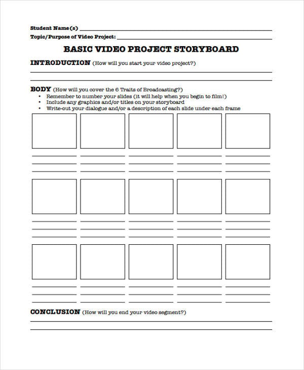 video project storyboard