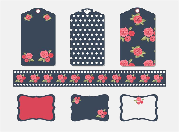 vintage flower label vectors
