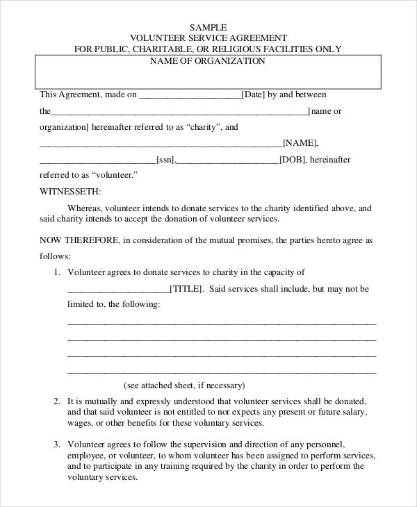 Voluntary agreement nursing