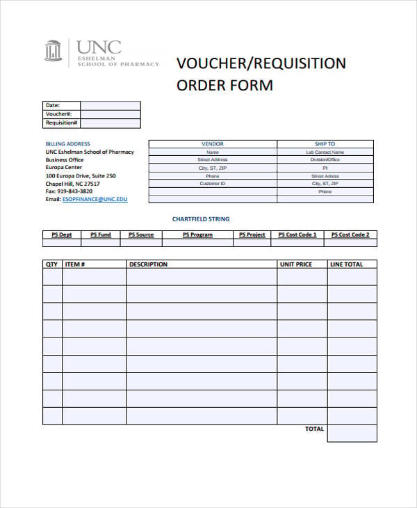 voucher requisition order
