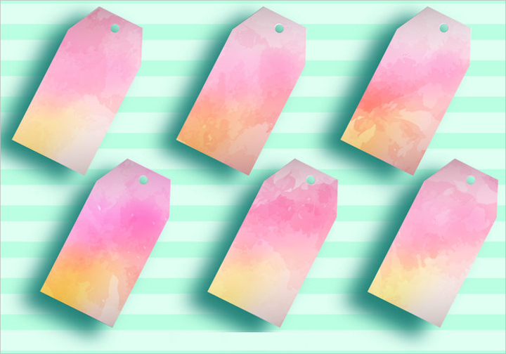 watercolored tag label