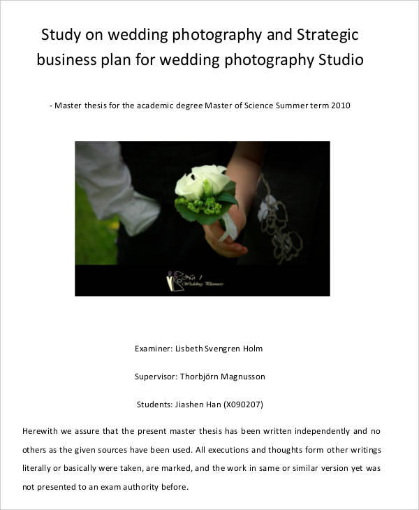 how to create a wedding photography business plan