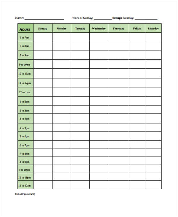 Time Chart Templates - 8+ Free Word, PDF Format Download ...