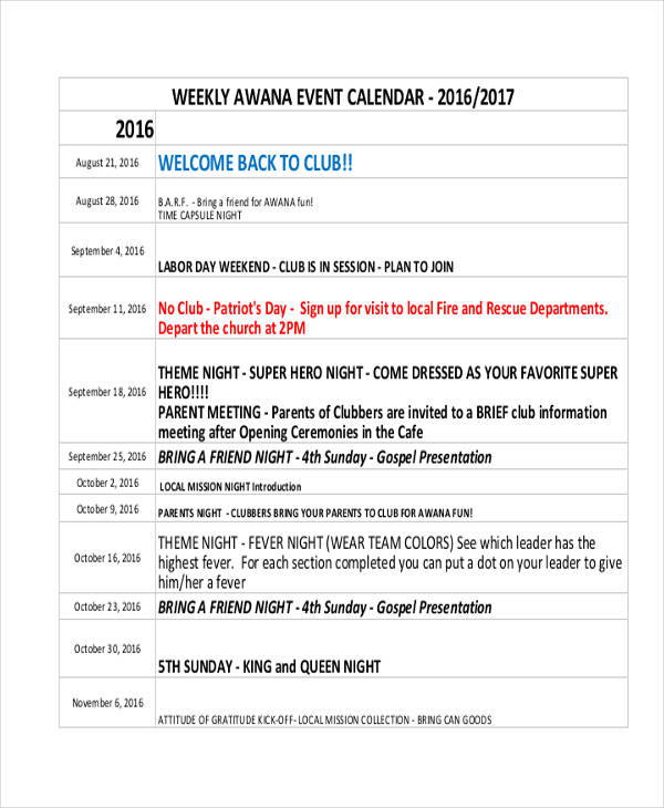 Event Calendar Template 24+ Free Word, PDF Format Download