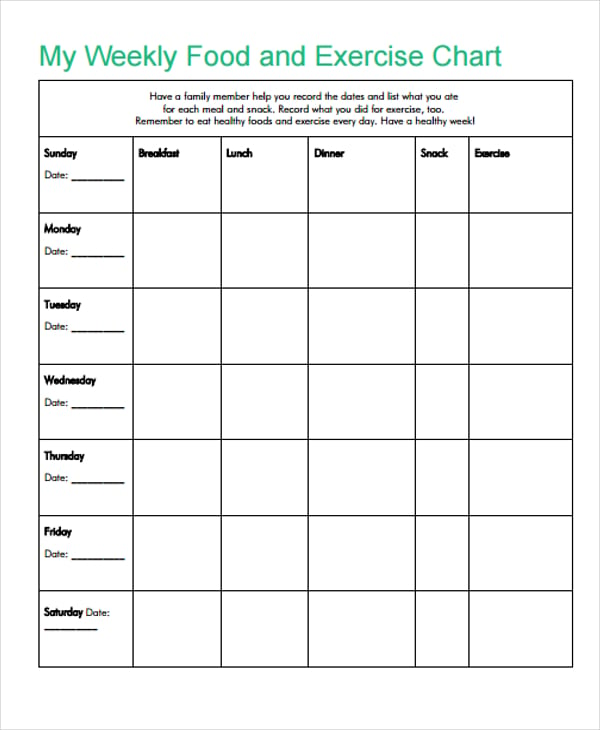 Food Chart Template - Free Printable Worksheet