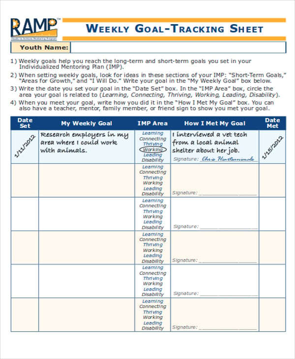 8 Goal Sheet Templates Free Samples Examples Format Download