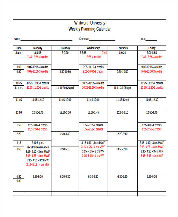 11 Planning Calendar Templates Free Sample Example Format Download