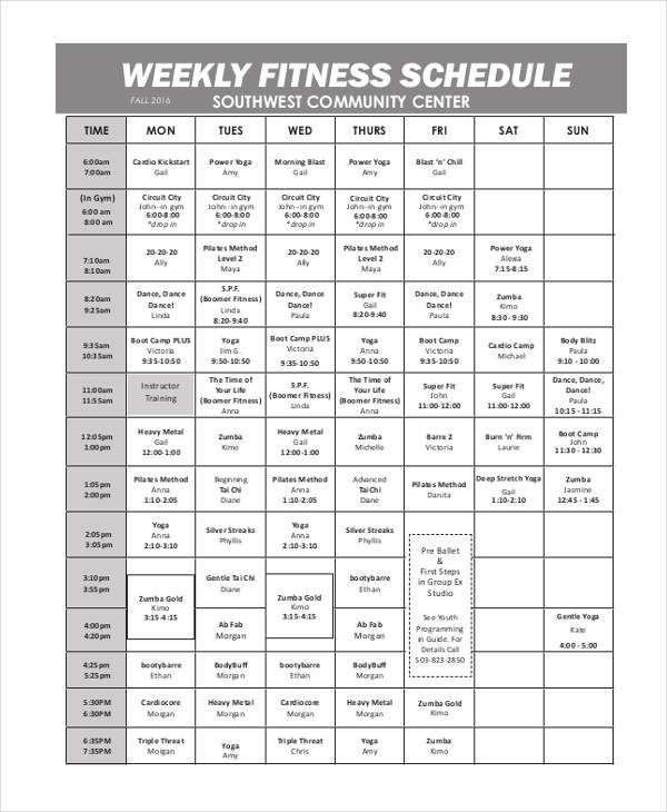 weekly workout