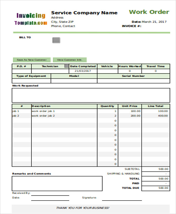 work order invoice