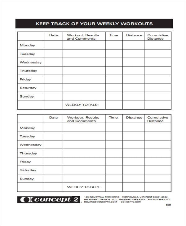 workout tracking sheet template