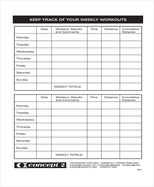 Exercise Tracking Chart Excel