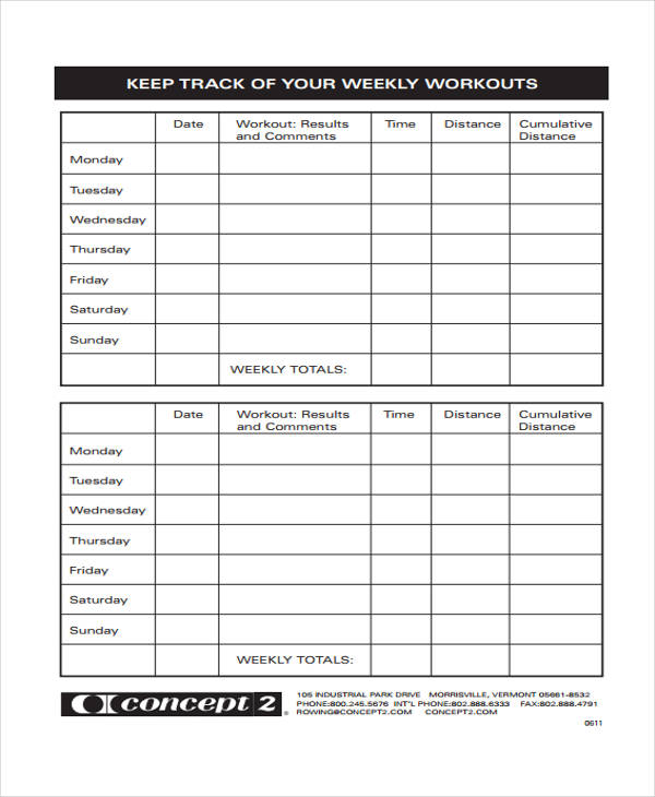 Workout Sheet Templates 7+ Free Word, PDF Format Download