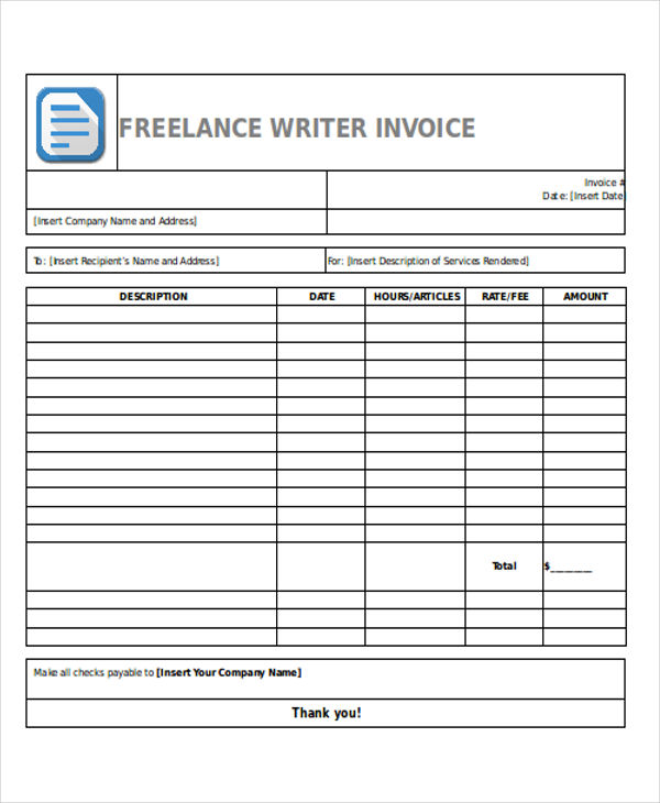 writer invoice