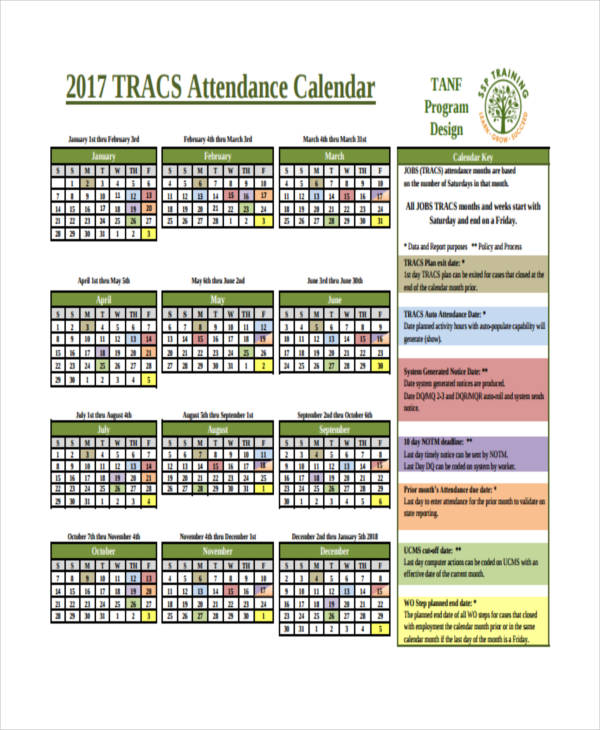 7+ Attendance Calendar Templates Free Word, PDF Format Download