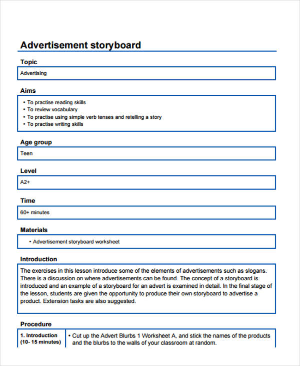 Storytelling Board Example 18+ Storyboard Examples
