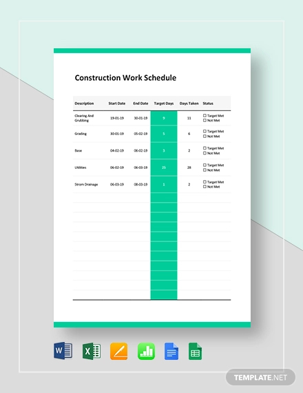construction work schedule