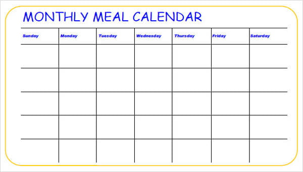 meal calendar templates 10 free word pdf format download free premium templates