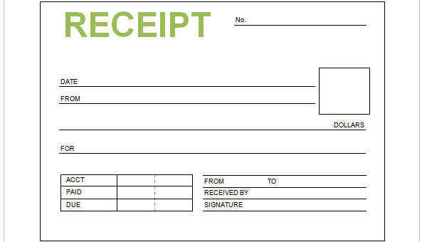 word doc receipt template