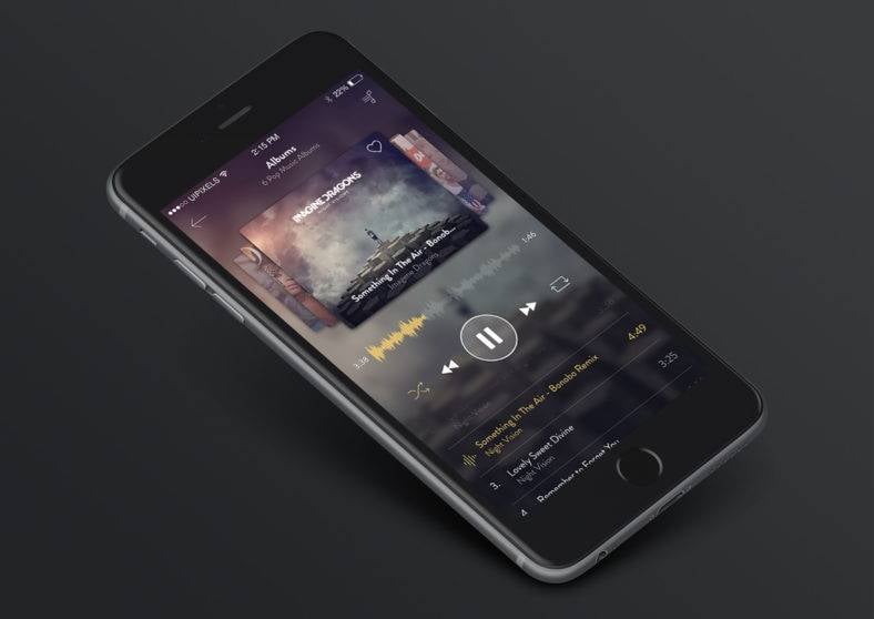 iphone 6 music app design psd 788x